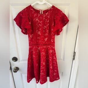 Lulus women’s red lace skater dress